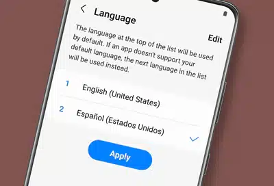Language settings screen on an iPhone