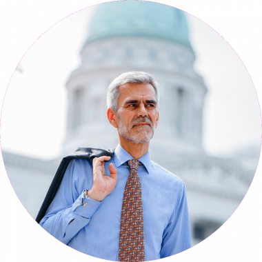 Politician in front of the Capitol